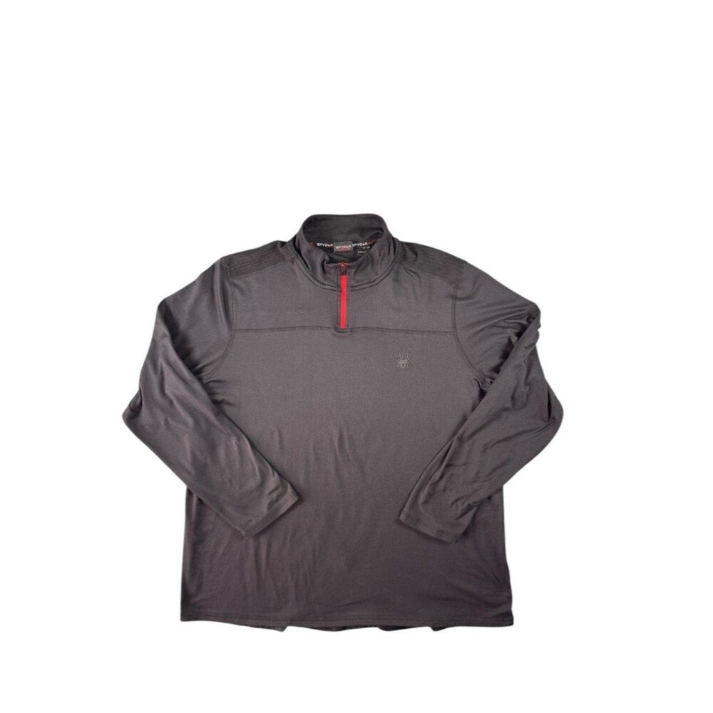 Spyder Active 1/4 Zip Pullover Mens Black Red Trim Size Large Performance Top